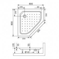 Душевой поддон трапеция RGW STYLE-TR  800x800