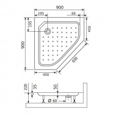 Душевой поддон трапеция RGW STYLE-TR  900x900