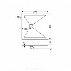 Душевой поддон квадратный RGW ST-Co Бетон  900x900