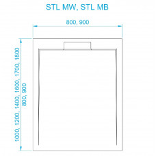 Душевой поддон квадратный RGW STL MB Черный мрамор  800x800