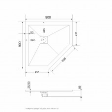 Душевой поддон трапеция RGW ST/T-Co Бетон  900x900