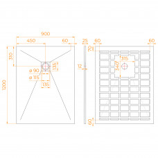 Душевой поддон прямоугольный STONE TRAY-G  900x1200