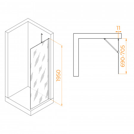 Душевая перегородка RGW WA-102B 700 Душевая перегородка RGW WA-102B 700