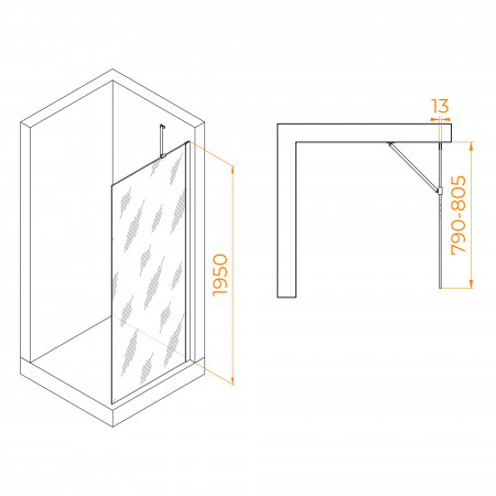 Душевая перегородка RGW WA-110Gb 800 Душевая перегородка RGW WA-110Gb 800