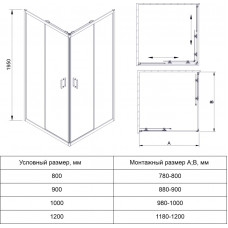 Душевой угол Veconi Rovigo RV-14 1200x900x1950 черный стекло прозрачное RV14-12090-01-C6