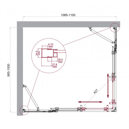 Душевой уголок LUCE-AH-22-110/100-C-Cr Душевой уголок LUCE-AH-22-110/100-C-Cr
