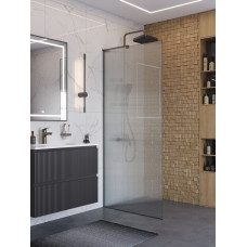 Душевая перегородка BelBagno UNO-L-1-TB-90-FL-GM профиль оружейная сталь, стекло  рифленое FLUTTO