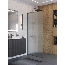 Душевая перегородка BelBagno UNO-L-1-TB-90-FL-GM профиль оружейная сталь, стекло  рифленое FLUTTO
