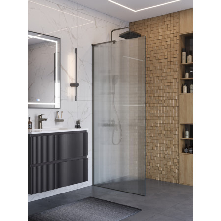 Душевая перегородка BelBagno UNO-L-1-TB-90-FL-GM профиль оружейная сталь, стекло рифленое FLUTTO Душевая перегородка BelBagno UNO-L-1-TB-90-FL-GM профиль оружейная сталь, стекло рифленое FLUTTO