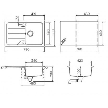 Мойка кварцевая Schock Formhaus 45D Cristalite 780x500 баварский камень Мойка кварцевая Schock Formhaus 45D Cristalite 780x500 баварский камень