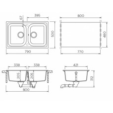 Мойка кварцевая Schock Formhaus 80 Cristalite 790x500 оникс