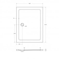 Поддон из SMC (стекловолокно) 120х90 Cezares TRAY-M-AH-120/90-35-W без сифона