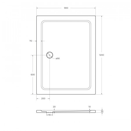 Поддон из SMC (стекловолокно) 120х90 Cezares TRAY-M-AH-120/90-35-W без сифона Поддон из SMC (стекловолокно) 120х90 Cezares TRAY-M-AH-120/90-35-W без сифона