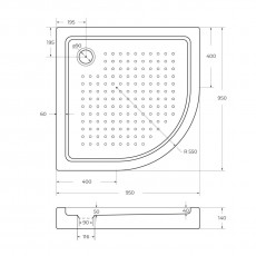 Акриловый поддон 95х95 Cezares TRAY-A-R-95-550-15-W с сифоном