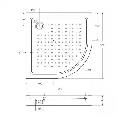 Акриловый поддон 95х95 Cezares TRAY-A-R-95-550-15-W с сифоном Акриловый поддон 95х95 Cezares TRAY-A-R-95-550-15-W с сифоном