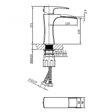 Смеситель для раковины низкий белый/хром Cascata 0111 BiCr Altro Bagno