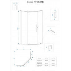 Душевой угол Veconi Rovigo RV-35B 1000х1000х1950 черный стекло прозрачное RV35B-100-01-C7