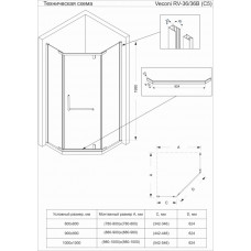 Душевой угол Veconi Rovigo RV-36B 900x900x1950 черный стекло прозрачное RV36B-90-01-C5