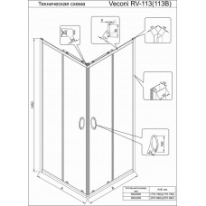 Душевой угол Veconi Rovigo RV-113 900x900x1850 хром стекло прозрачное RV113-90-01-C5