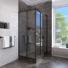 Душевой угол Veconi Rovigo RV-113B 800x800x1850 черный стекло прозрачное RV113B-80-01-C5