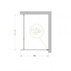 Душевая перегородка BelBagno KRAFT-L-1-70-C-Cr