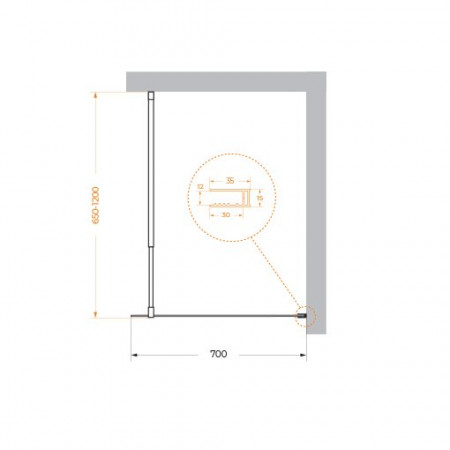 Душевая перегородка BelBagno KRAFT-L-1-70-C-Cr Душевая перегородка BelBagno KRAFT-L-1-70-C-Cr