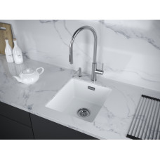 Мойка кварцевая LUMI 41UNI, IT-GRANIT, LU41-WH, белый, 410х460, Paulmark