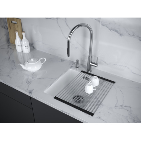 Мойка кварцевая LUMI 41UNI, IT-GRANIT, LU41-WH, белый, 410х460, Paulmark