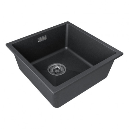 Мойка кварцевая LUMI 45UNI, IT-GRANIT, LU45-BL, черный, 455х460, Paulmark