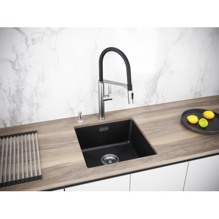 Мойка кварцевая LUMI 45UNI, IT-GRANIT, LU45-BL, черный, 455х460, Paulmark