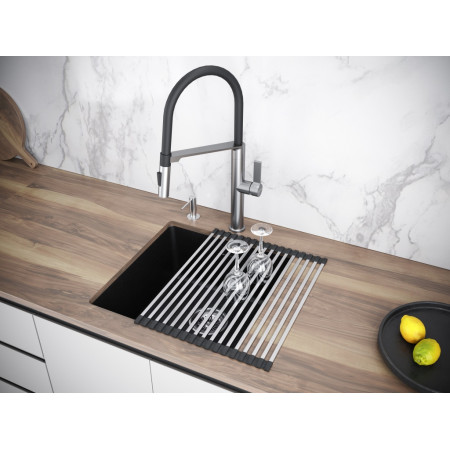 Мойка кварцевая LUMI 45UNI, IT-GRANIT, LU45-BL, черный, 455х460, Paulmark