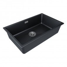 Мойка кварцевая LUMI 74UNI, IT-GRANIT, LU74-BLM, черный металлик, 740х460, Paulmark