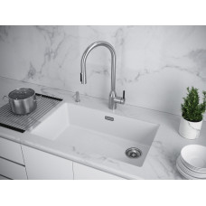 Мойка кварцевая LUMI 74UNI, IT-GRANIT, LU74-WH, белый, 740х460, Paulmark