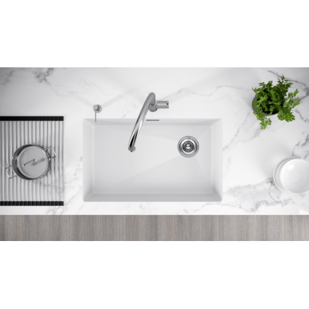 Мойка кварцевая LUMI 74UNI-SKEW, IT-GRANIT, LU74SK-WH, белый, 740х440, Paulmark