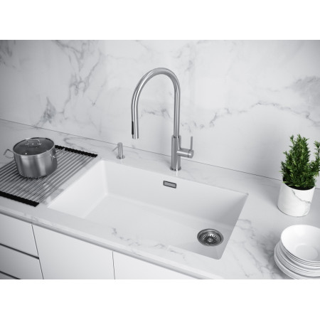 Мойка кварцевая LUMI 74UNI-SKEW, IT-GRANIT, LU74SK-WH, белый, 740х440, Paulmark