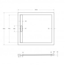 Поддон из искусственного мрамора 100х90 Cezares TRAY-AS-AH-100/90-30-W без сифона