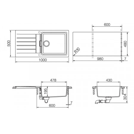 Мойка кварцевая Schock Signus 60D Large (D-100L) Cristadur, 1000x500, серебристый камень