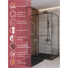 Душевой уголок Cezares LUX-AH-FS-11-120/90-C-GM, 120х90х195, профиль оружейная сталь, стекло прозрачное