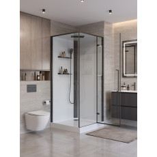 Душевая кабина BelBagno UNO-CAB-A-1-90-C-NERO-Bi-TOP-R правосторонняя