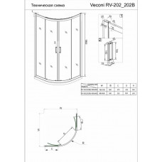 Душевой угол Veconi RV202, 900x900x1900, хром, стекло прозрачное