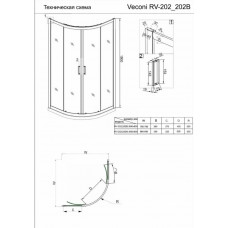 Душевой угол Veconi RV202B, 900x900x1900, чёрный, стекло прозрачное