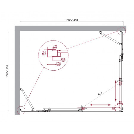 Душевой уголок LUCE-AH-22-140/110-C-Cr Душевой уголок LUCE-AH-22-140/110-C-Cr