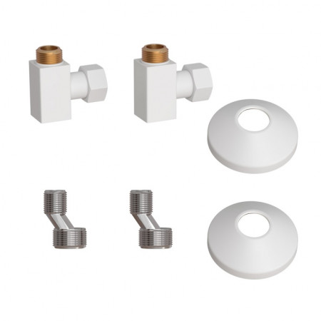 Комплект подключения для полотенцесушителя Point PN00012W 3/4"х1/2" г/ш (квадрат), белый Комплект подключения для полотенцесушителя Point PN00012W 3/4"х1/2" г/ш (квадрат), белый