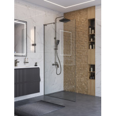 Душевая перегородка BelBagno UNO-L-1-TB-110-C-GM профиль оружейная сталь, стекло прозрачное