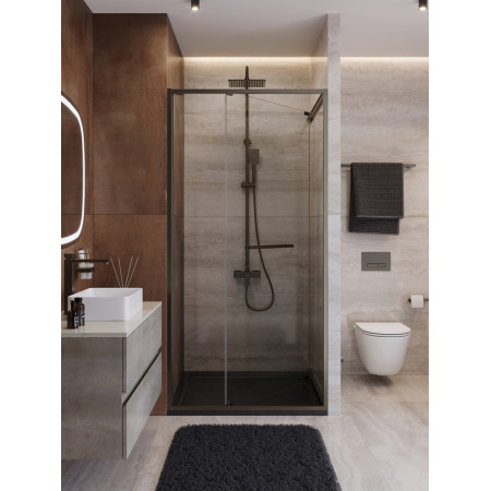 Душевая дверь Cezares LUX-B-FS-1-90-C-GM, 90х195, профиль оружейная сталь, стекло прозрачное Душевая дверь Cezares LUX-B-FS-1-90-C-GM, 90х195, профиль оружейная сталь, стекло прозрачное