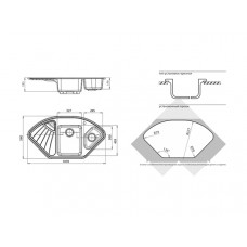 Мойка мраморная Granfest CORNER GF-C-1040E графит (1039 х 560)