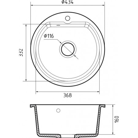 Мойка мраморная GF-SM 435 черный Мойка мраморная GF-SM 435 черный