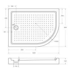 Поддон акриловый 120х90 левосторонний Cezares TRAY-A-RH-120/90-550-15-W-L с сифоном