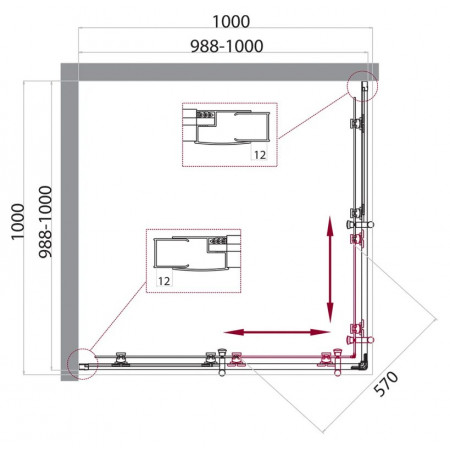 Душевой уголок BelBagno UNO-195-A-2-100-CH-CR Душевой уголок BelBagno UNO-195-A-2-100-CH-CR