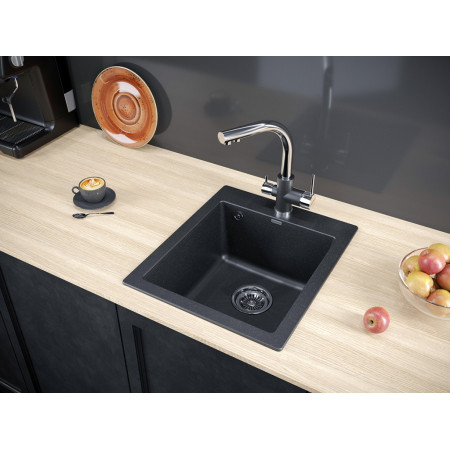 Мойка кварцевая KANTE 40, IT-GRANIT, PM104249-BL, черный , 415х490 мм, Paulmark